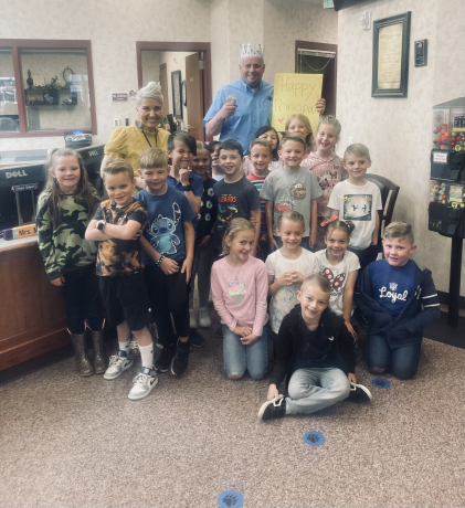 Mr. Andersen with Ms. Cope's First Grade Class