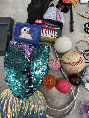 baseball, bouncy balls and purses in the lost and found oh my!